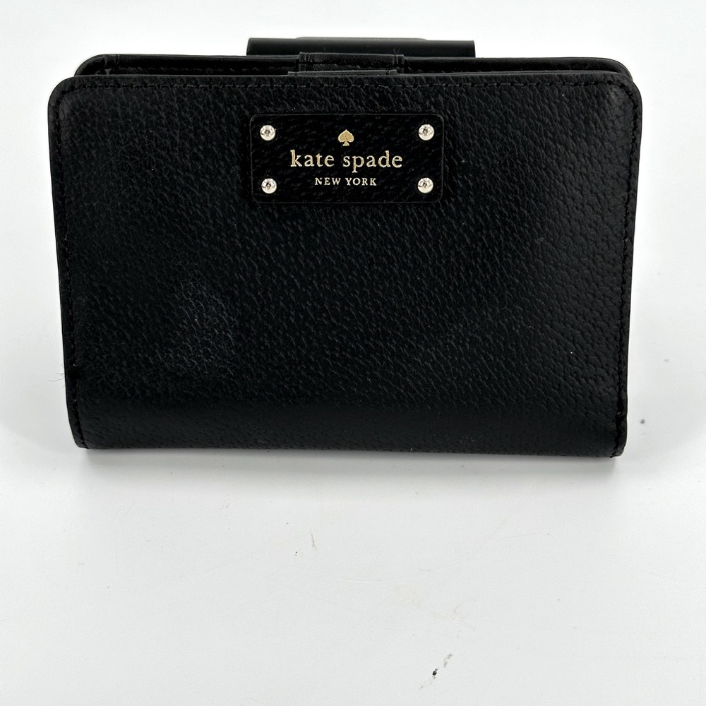 Kate Spade Tellie Grove Street Black Leather Snap Wallet.